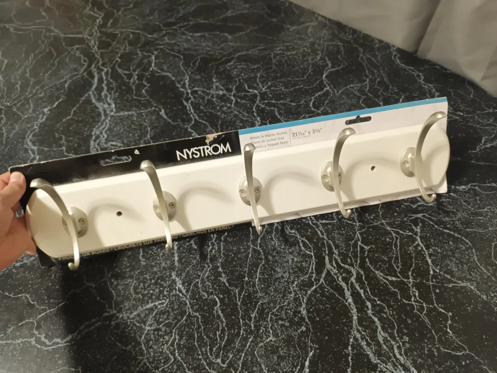 Nystrom Hooks on Board - White & Nickel - 5 Hooks image indicator(2)