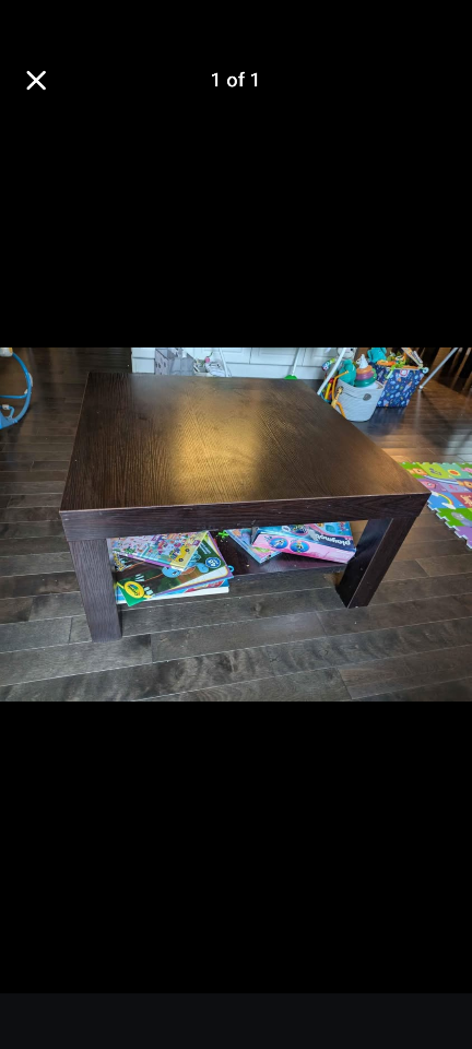 Dark brown square coffee table