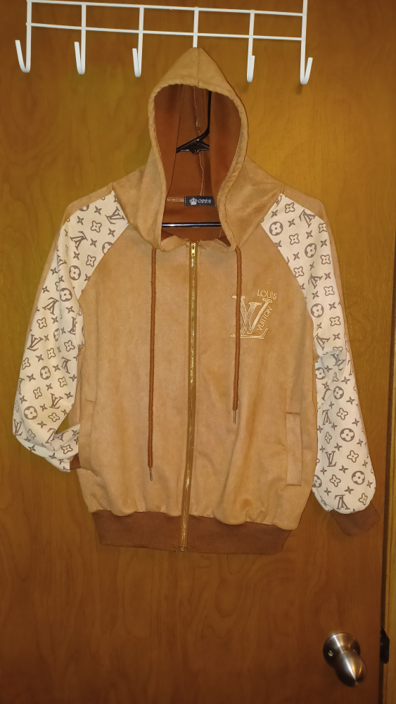 Brown Louis Vuitton Inspired Zip-Up Hoodie
