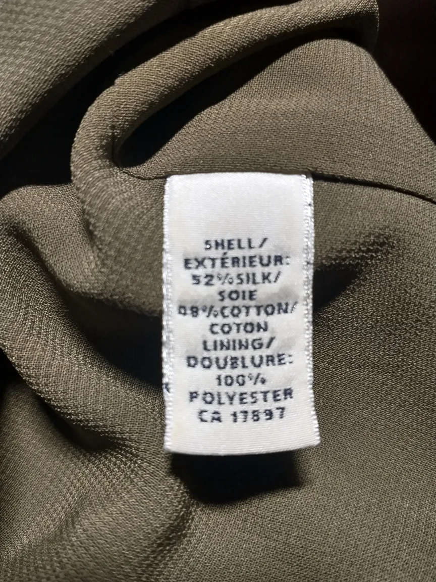 Army green Banana Republic silk skirt image indicator(5)