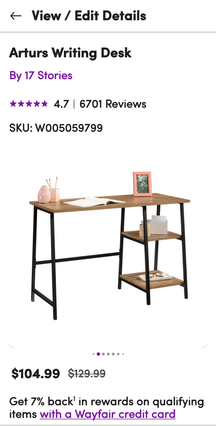 Wayfair Arturs Writing Desk
