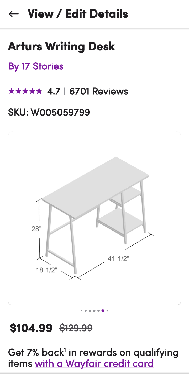 Wayfair Arturs Writing Desk - photo 2