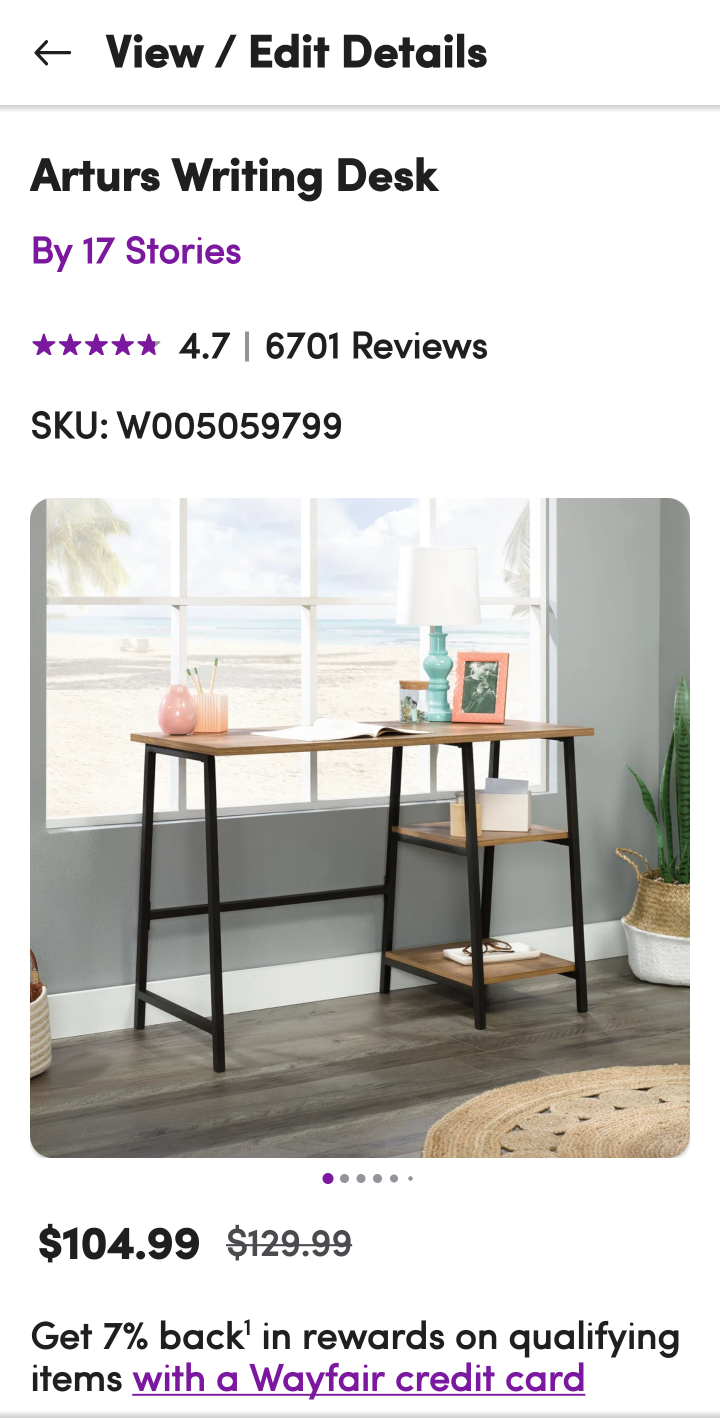Wayfair Arturs Writing Desk - photo 3