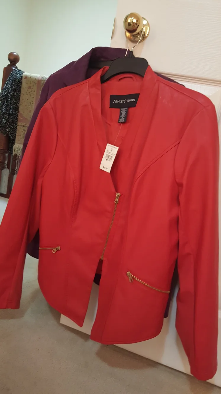 Ashley Stewart Red Faux Leather Jacket Size 18/20 image indicator(2)