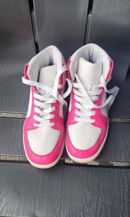 Pink and White High-Top Sneakers - Size US 7.5/UK 5.5/EUR 38