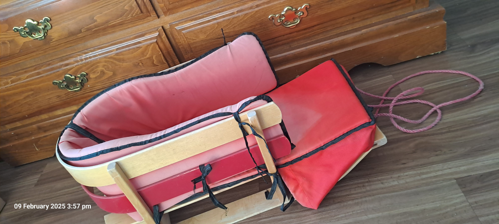Wooden kids Sled / sleigh with  Cushions