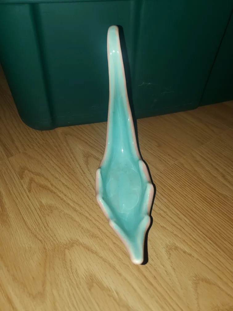 Vintage Ceramic Pink Swan, Teal Soap /Trinket Tray - Canada image indicator(2)