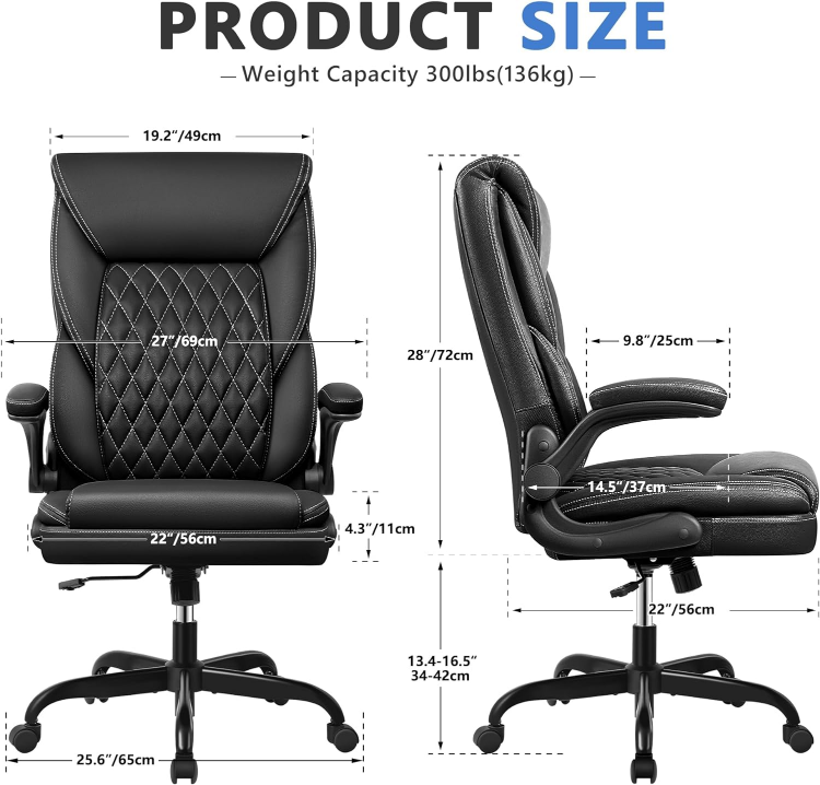 Executive Office Chair - Black Leather - Ergonomic Design - photo 2