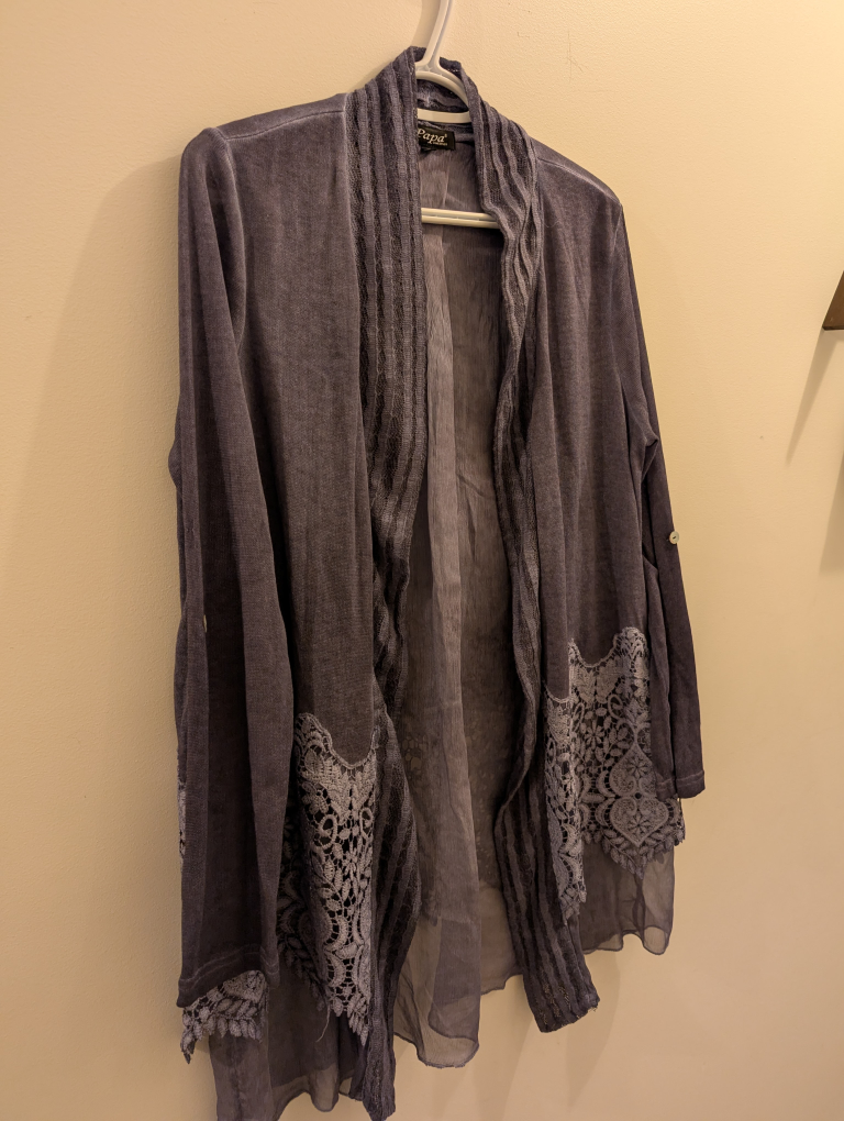 Grey Lace Detail Cardigan