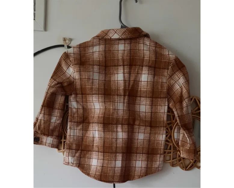 Toddler Brown and White Flannel Shirt image indicator(2)