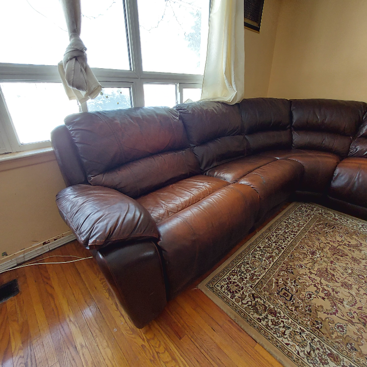 Brown Leather Reclining Sectional Sofa - photo 3