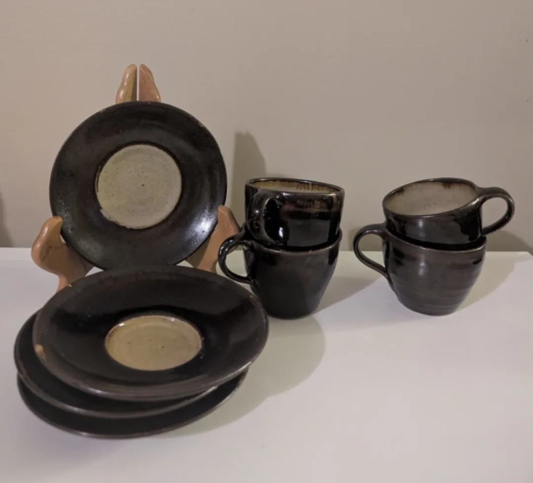 Set of Pottery Mugs and Saucers image indicator(5)