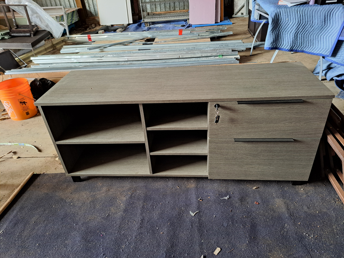 Grey Lateral Filing Cabinet with Shelving - photo 2