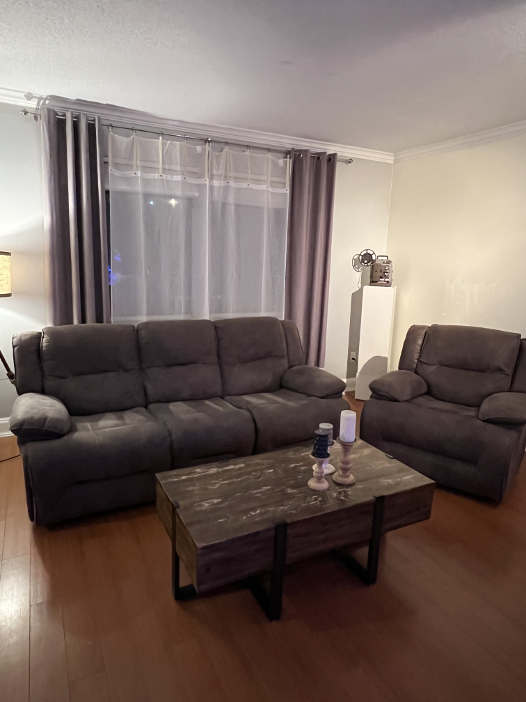 Reclining Sofa and chair with Coffee Table