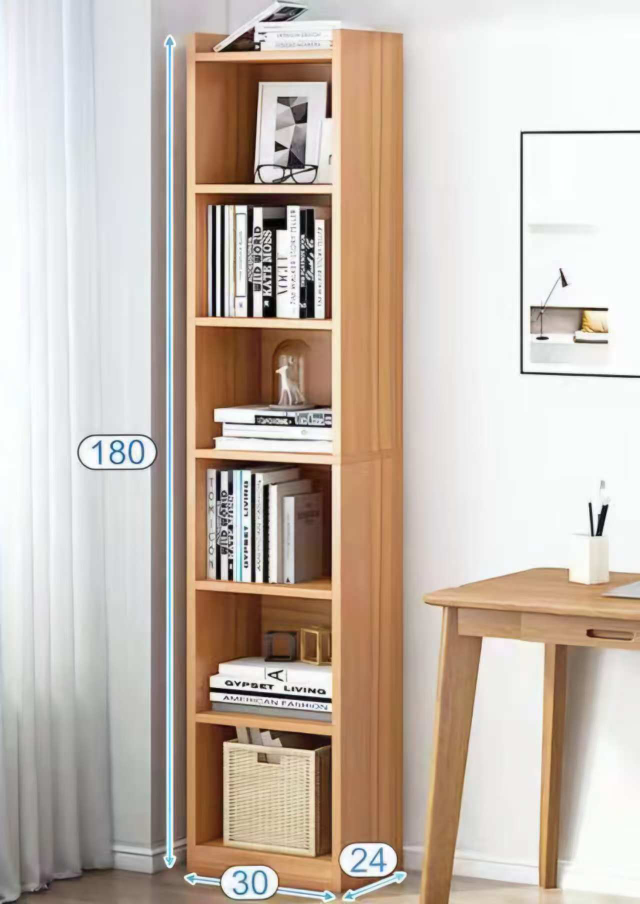 Narrow 5-shelf bookcase