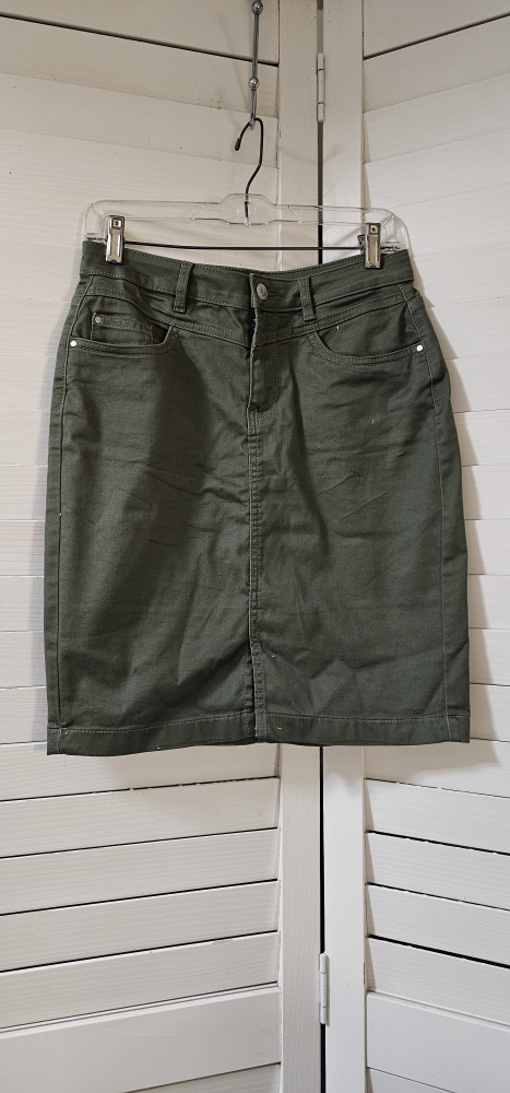 Orsay Olive Green Denim Pencil Skirt - Size 36