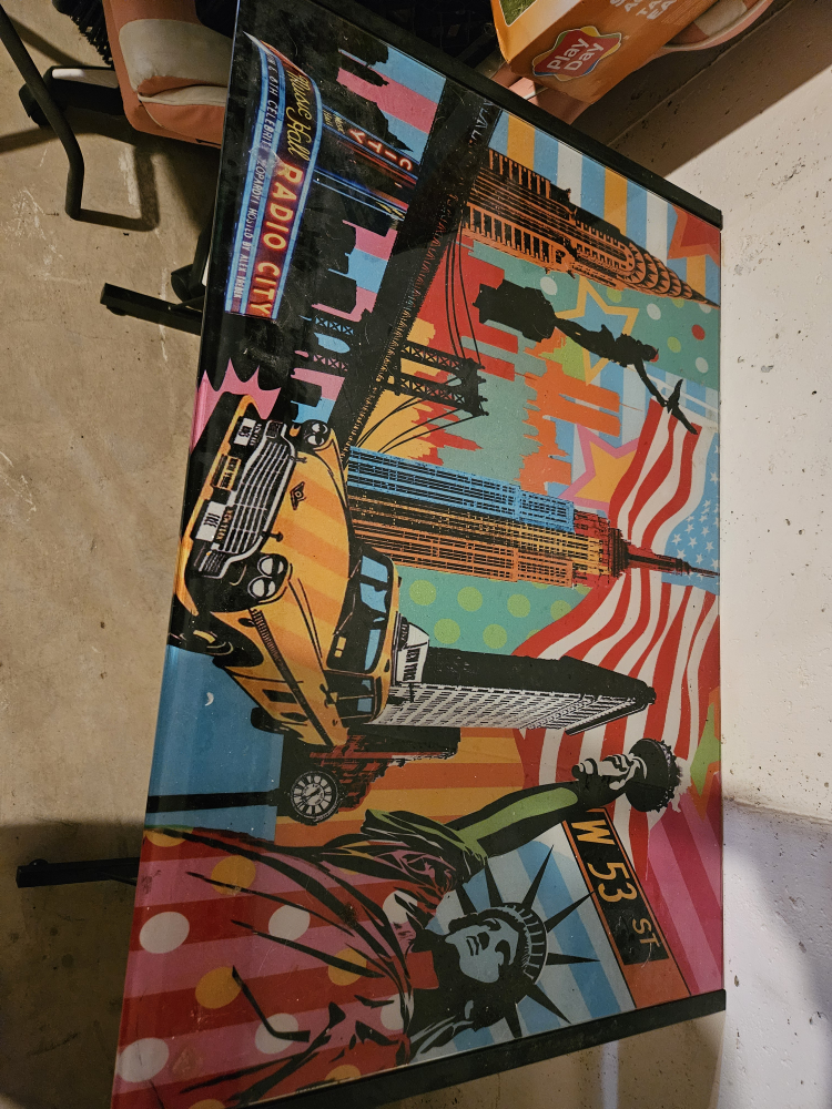 New York City Themed Glass Top Desk