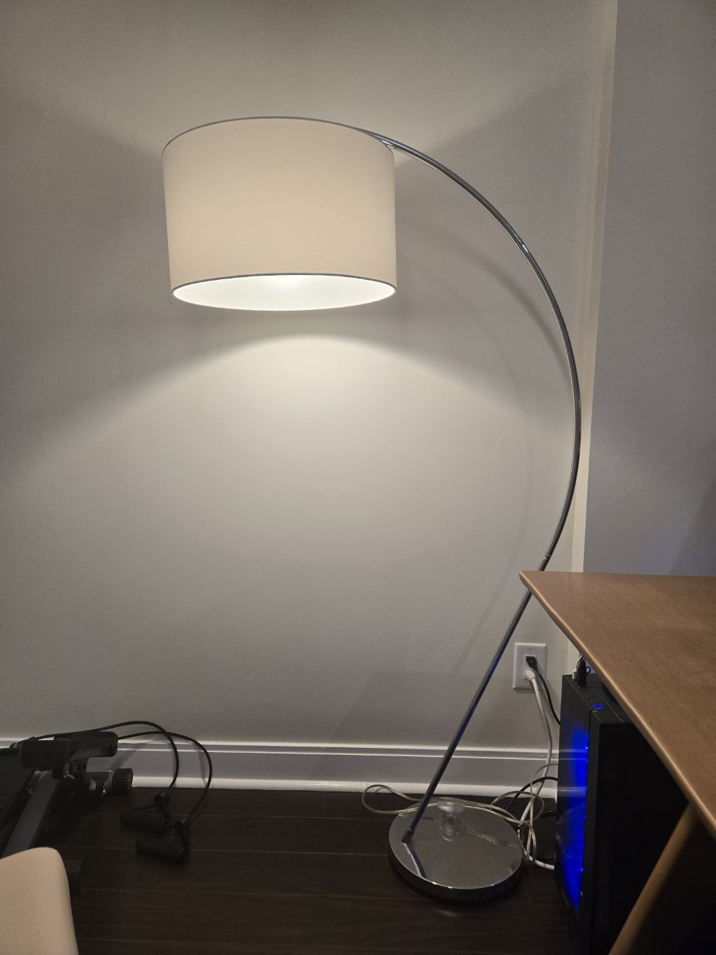 Modern Arc Floor Lamp with Cream Shade
