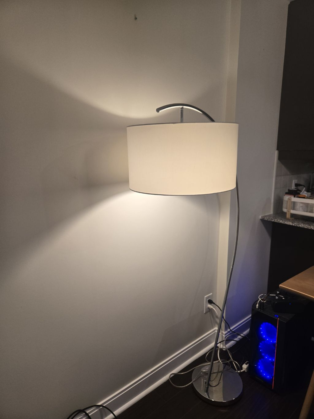 Modern Arc Floor Lamp with Cream Shade - photo 2