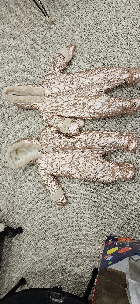 New Baby Girl Rose Gold Metallic Snowsuit - Size 6-12 Months image indicator(2)