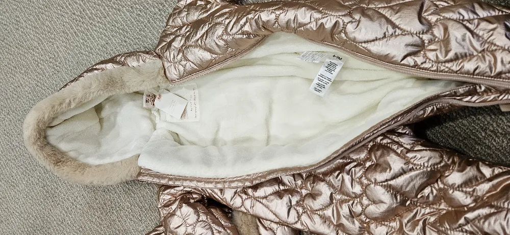 New Baby Girl Rose Gold Metallic Snowsuit - Size 6-12 Months image indicator(3)