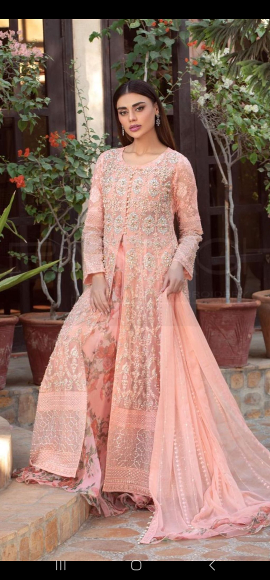 Peach Pakistani Formal Dress, 3-Piece Suit - photo 3