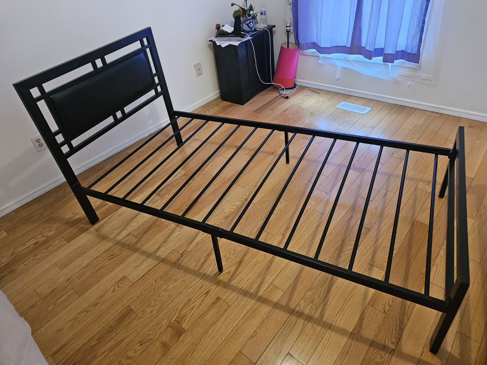 Black Metal Twin Bed Frame with matres - photo 3