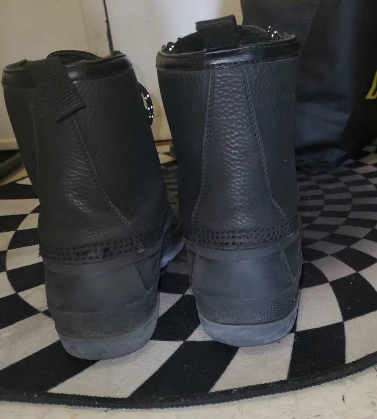 Crown Vintage Black Leather Lace-Up winter Boots image indicator(2)