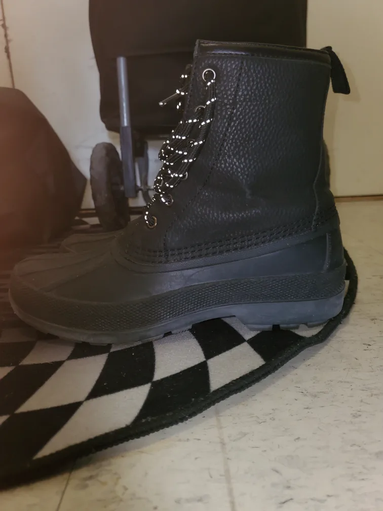 Crown Vintage Black Leather Lace-Up winter Boots image indicator(3)