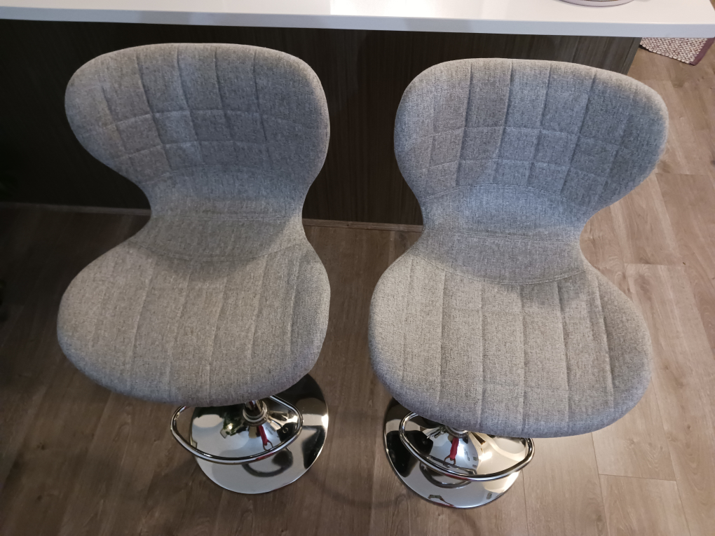 Homcom Grey Linnen - Pair of Grey Swivel Bar Stools for$100