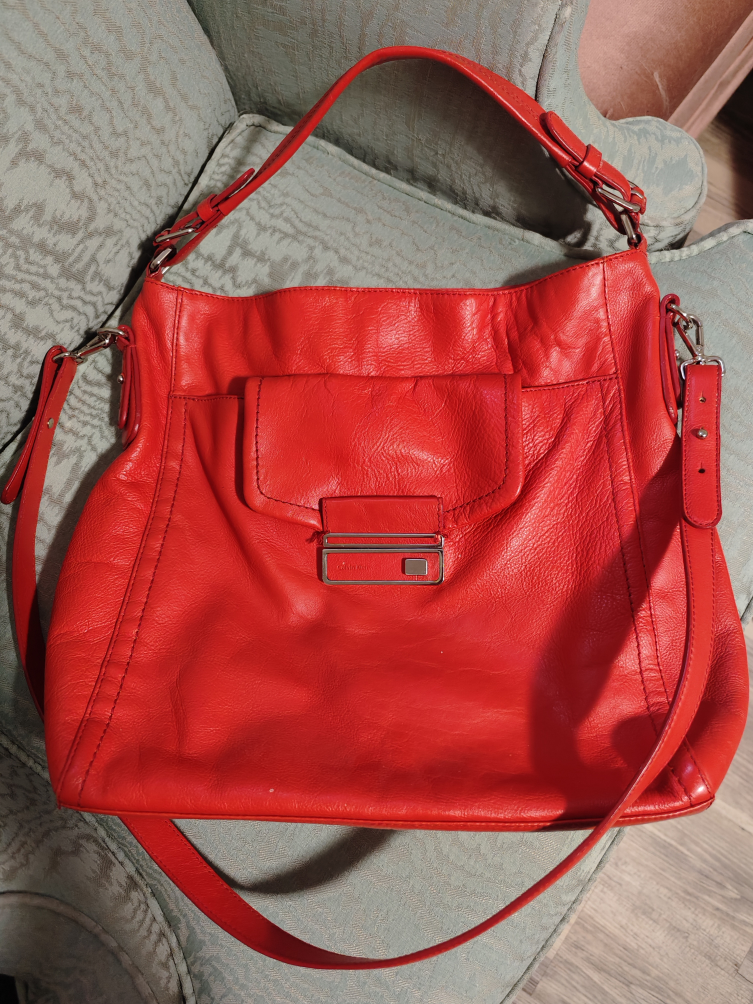 Calvin Klein Red Leather Shoulder Bag