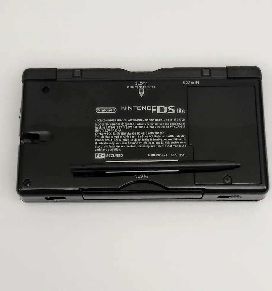 Nintendo DS lite, Onyx black w/ Stylus, Charger + 2 game carts image indicator(4)