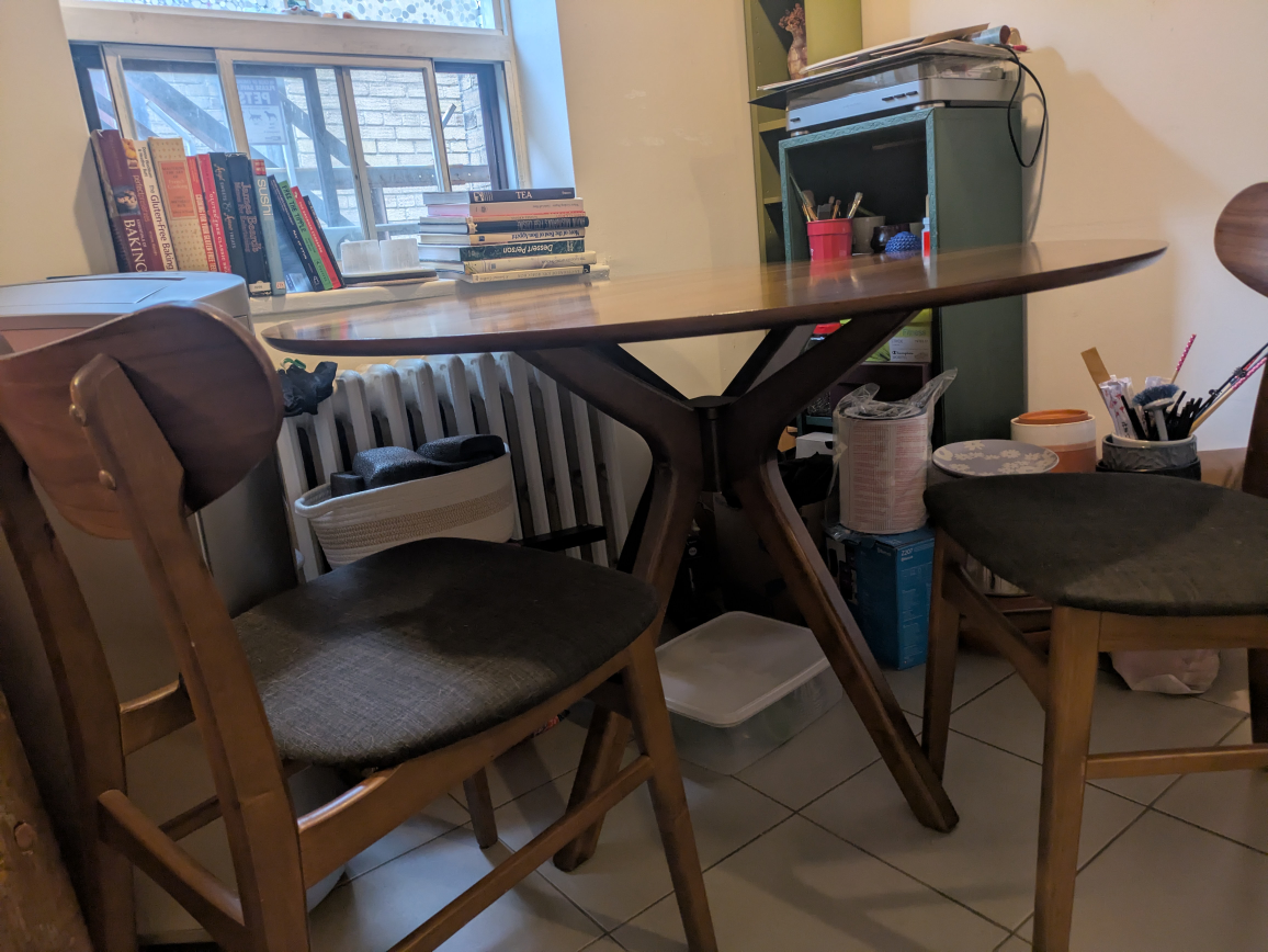 Mid-Century Modern Round Dining Table & Two Chairs