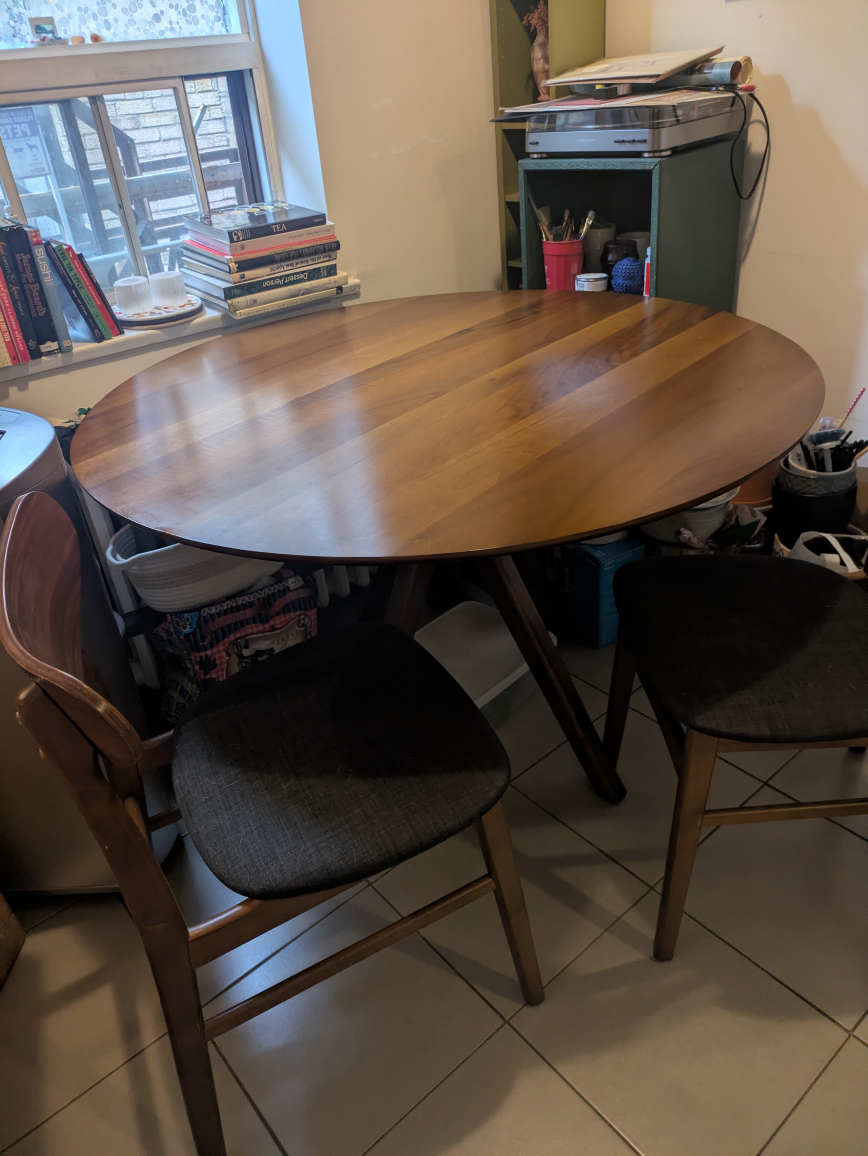 Mid-Century Modern Round Dining Table & Two Chairs - photo 2