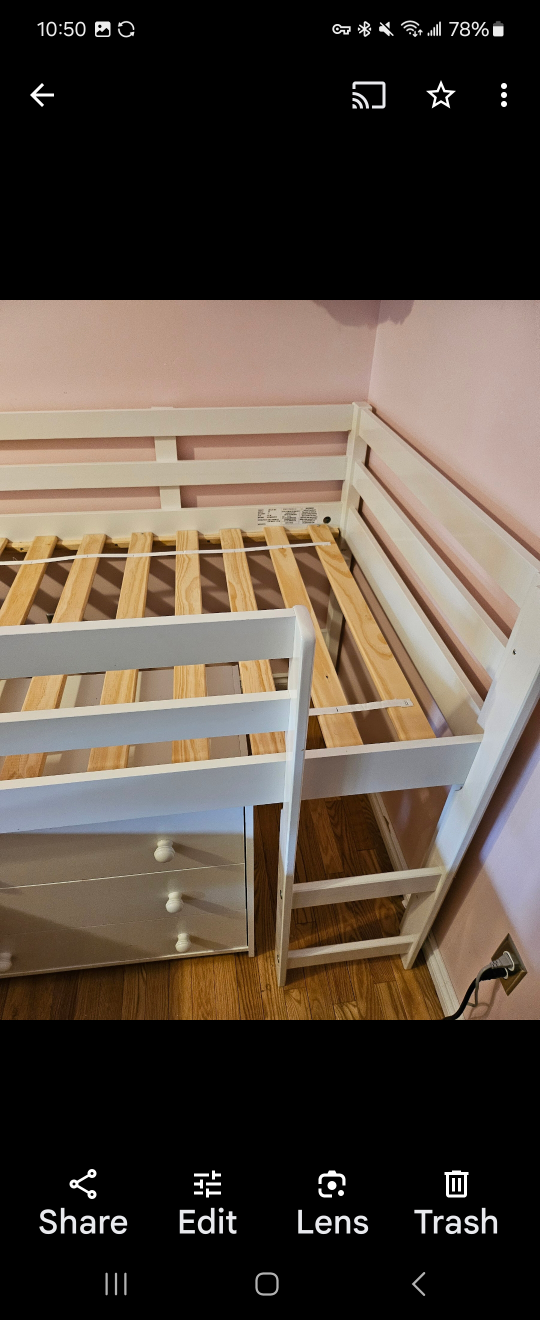 White Twin Loft Bed with Desk and Storage - photo 3