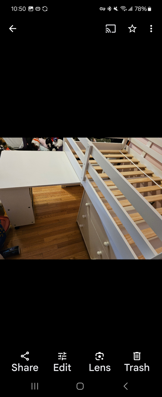 White Twin Loft Bed with Desk and Storage - photo 4