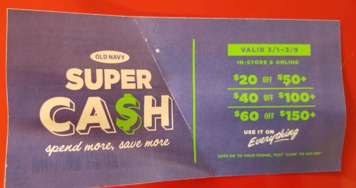 Old Navy Super Cash Coupon - #freecycle