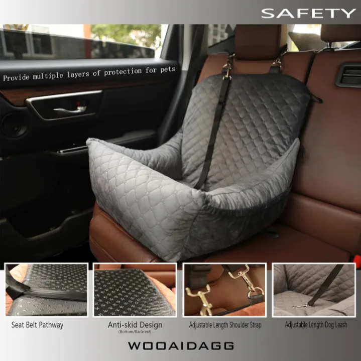NEW!   Wooaidagg Pet Car Seat - Grey image indicator(6)