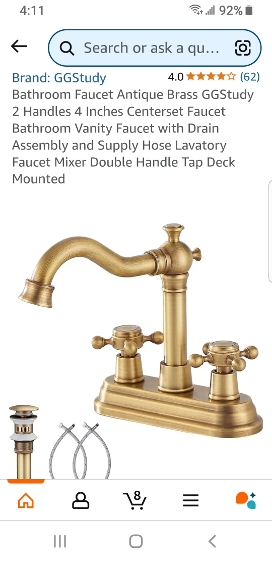 Brand New  Bathroom Faucet  Antique Mixer Double Handle Tap - photo 3