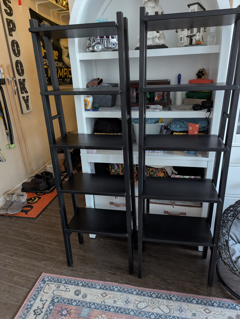Pair of Black Ladder Shelves
