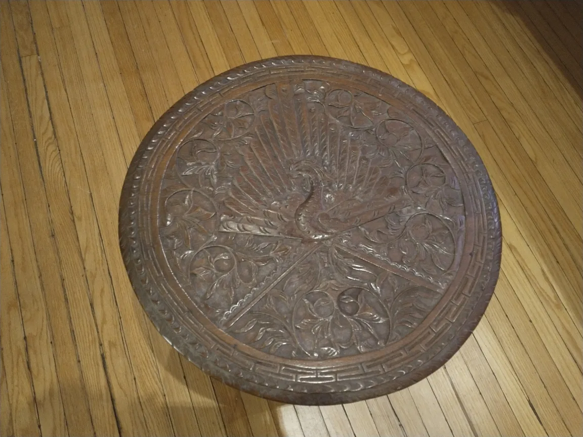 Antique Hand-Carved Phoenix Wooden Table image indicator(2)