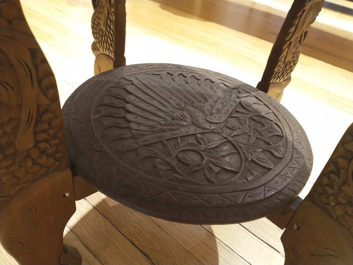 Antique Hand-Carved Phoenix Wooden Table image indicator(3)