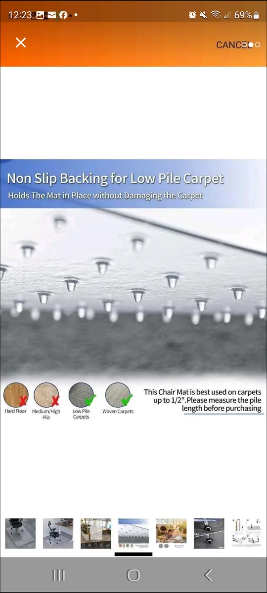 Clear Chair Mat for Low Pile Carpet 🏈 image indicator(2)