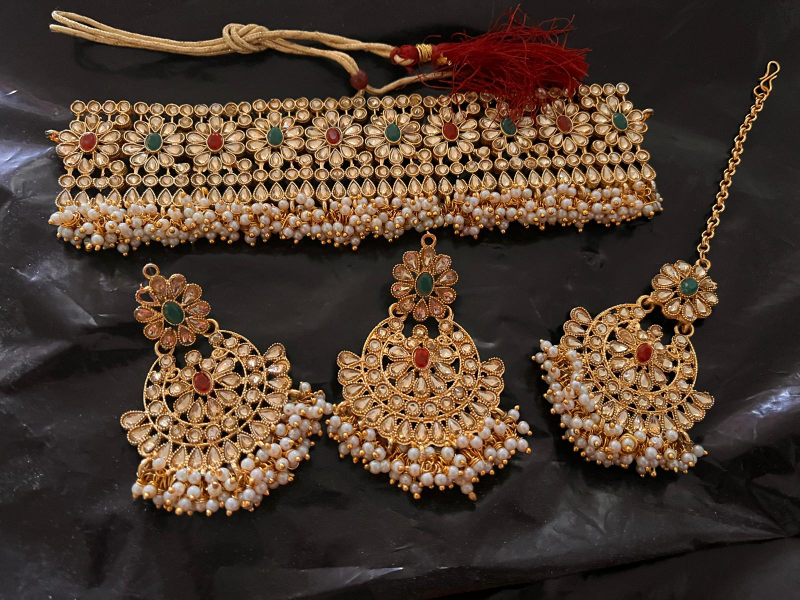 Gold-tone Indian Bridal Jewellery Set