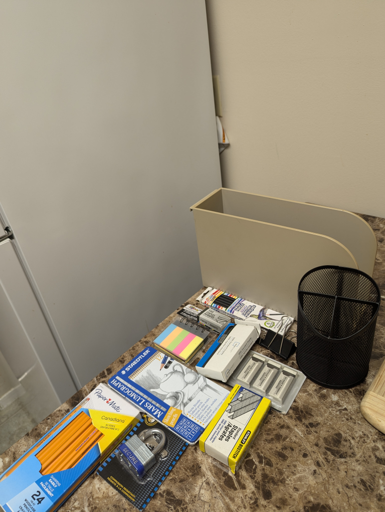Office Supplies Bundle: Pens, Pencils, Stapler, Padlock, More!