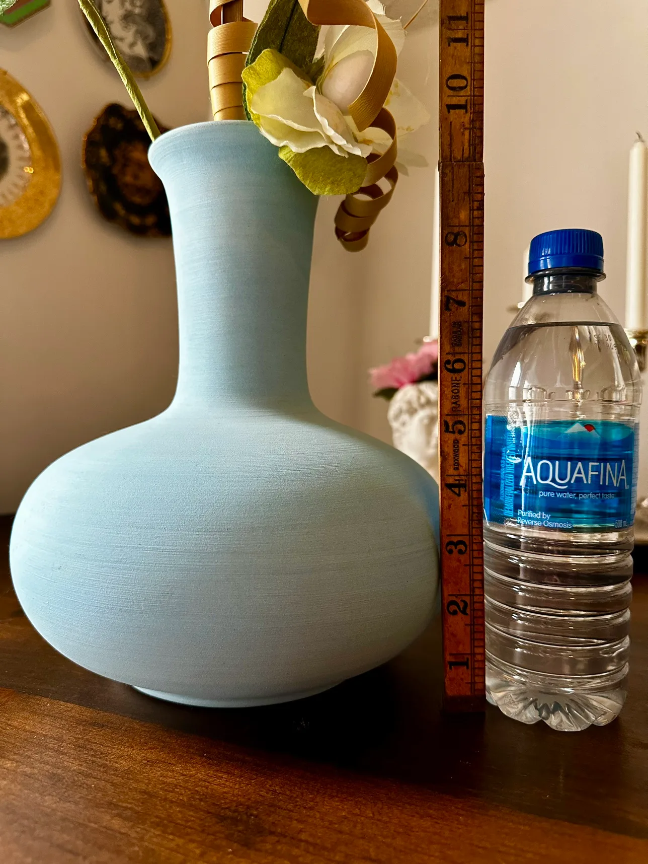 Robin’s Egg Blue Vase w/Faux Foliage image indicator(6)