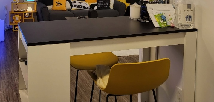 Modern Black and White Kitchen Island with Storage - photo 2