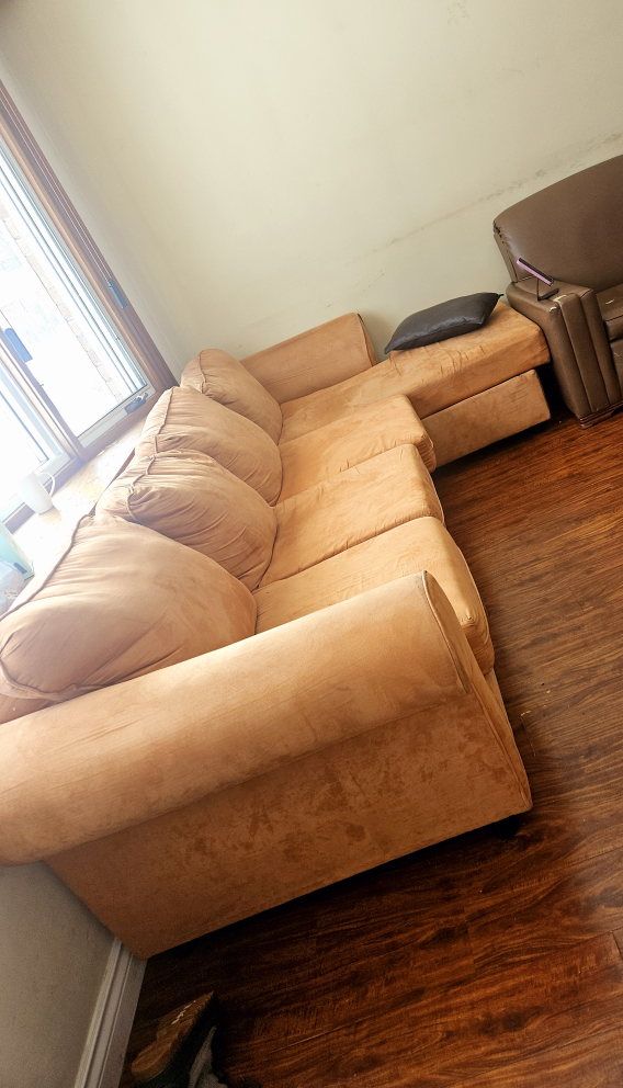 Beige L-Shaped Sectional Sofa