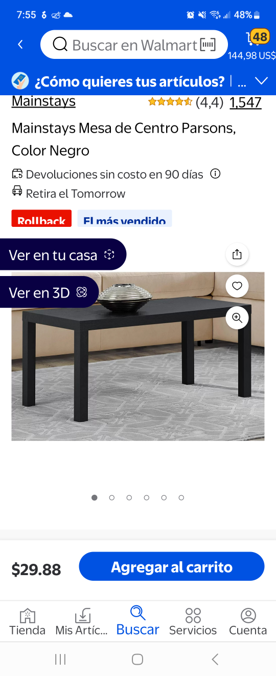 Mainstays Parsons Coffee Table - Black - photo 2