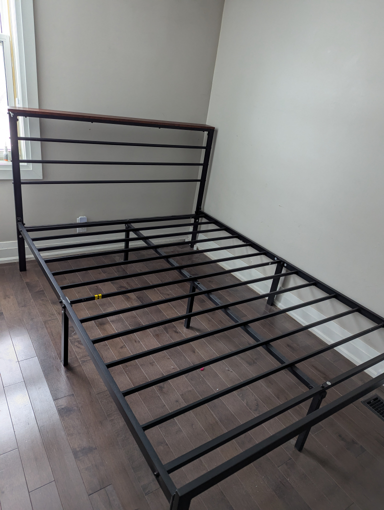 Double size Metal Bed Frame with Wooden Headboard - photo 3